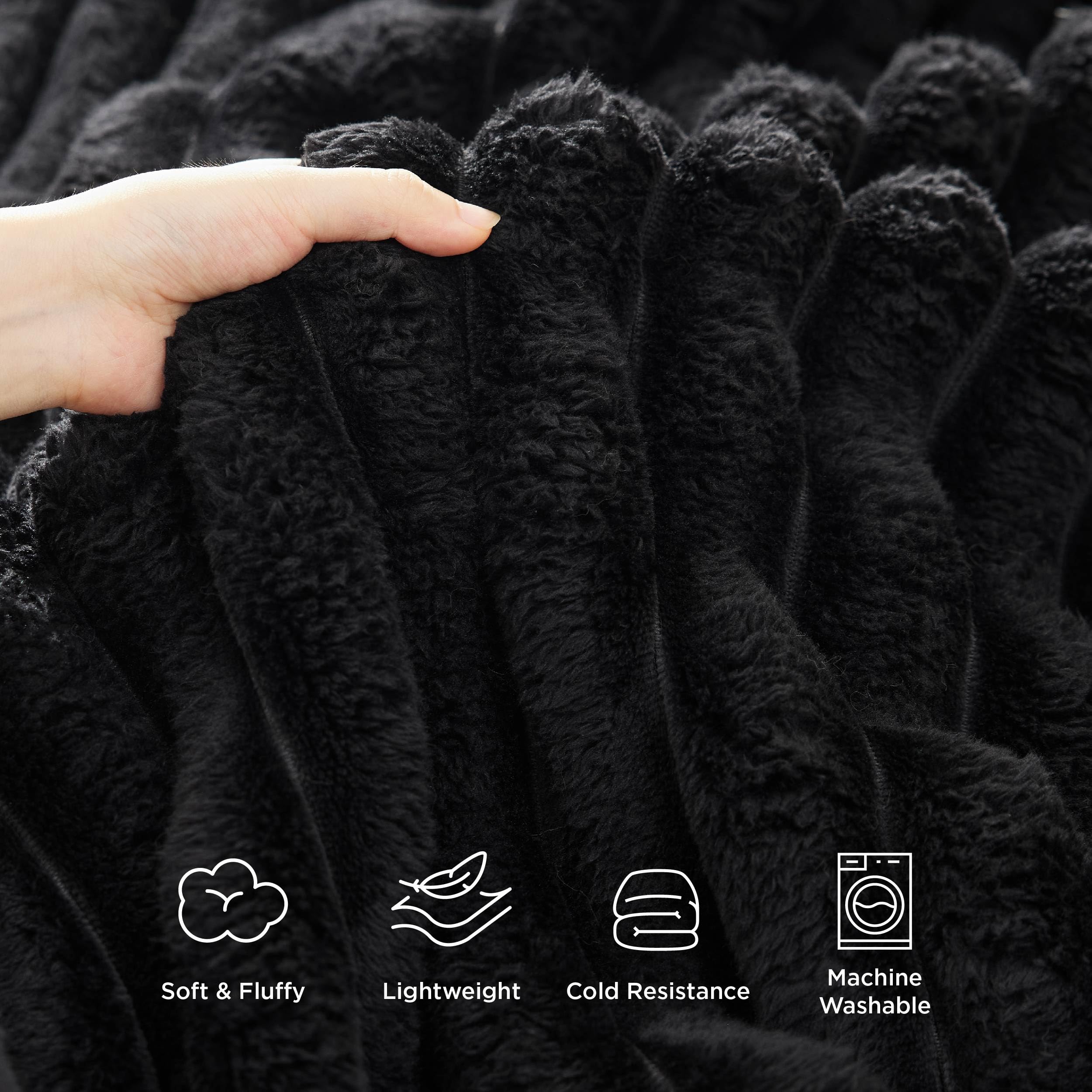 Bedsure Twin Blanket For Couch - Super Soft Cozy Blankets For Women, Cute Small Fleece Blanket For Girls, Black,60X80 Inches, Wi