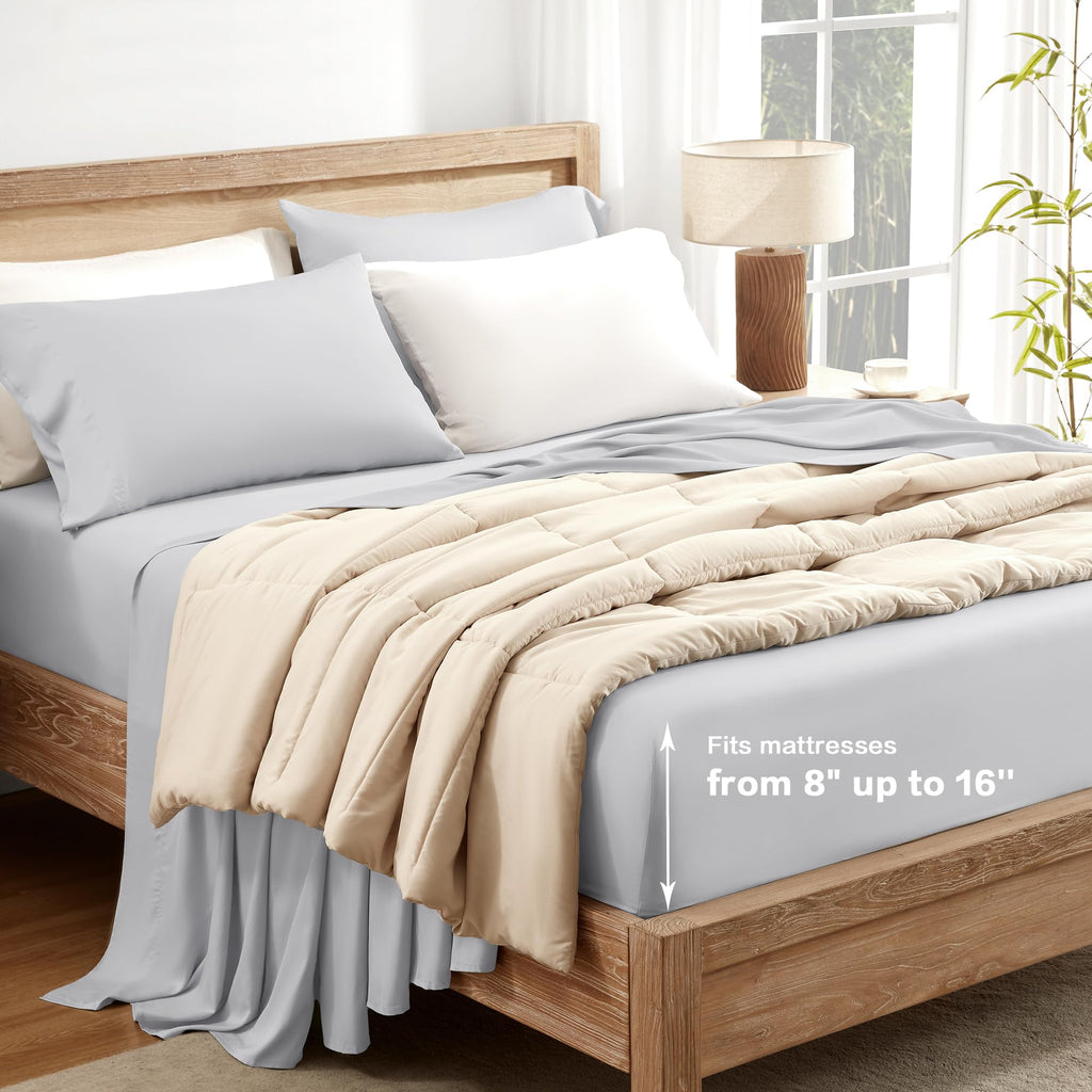 Andency Light Grey King Size Sheets Set, 100% Viscose Derived From Bamboo, Cooling King Sheets, Deep Pocket Up To 16', Silky Soft Bed Sheets, Hotel Luxury Breathable Bedding Sheets & Pillowcases…