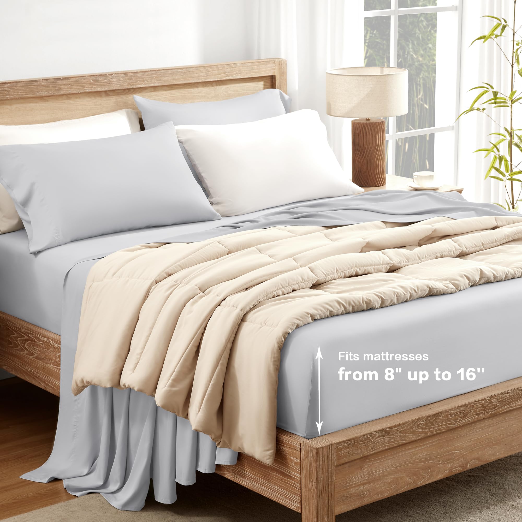 Andency Light Grey Full Size Bed Sheets, 100% Viscose Derived From Bamboo, Cooling Full Sheets, Deep Pocket Up To 16', Silky Soft Bed Sheets, Hotel Luxury Breathable Bedding Sheets & Pillowcases…