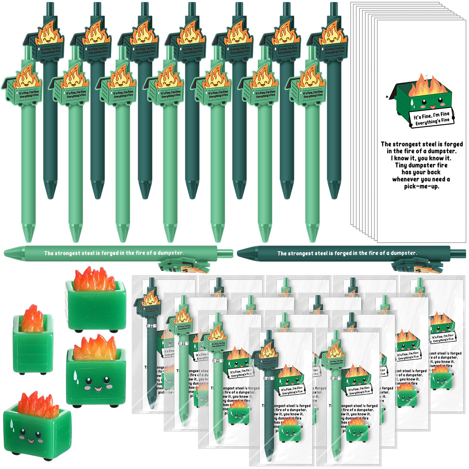 Sayglossy 24 Set Dumpster Desk Accessories Valentine'S Day Employee Appreciation Gifts Bulk Inspirational Pens Mini Dumpster Fig