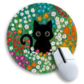Gctriki Black Cat Mouse Pad, Small Round Mouse Pads For Desk, Gaming Mousepad With Stitched Edge Non-Slip Rubber Base, Mini Mous