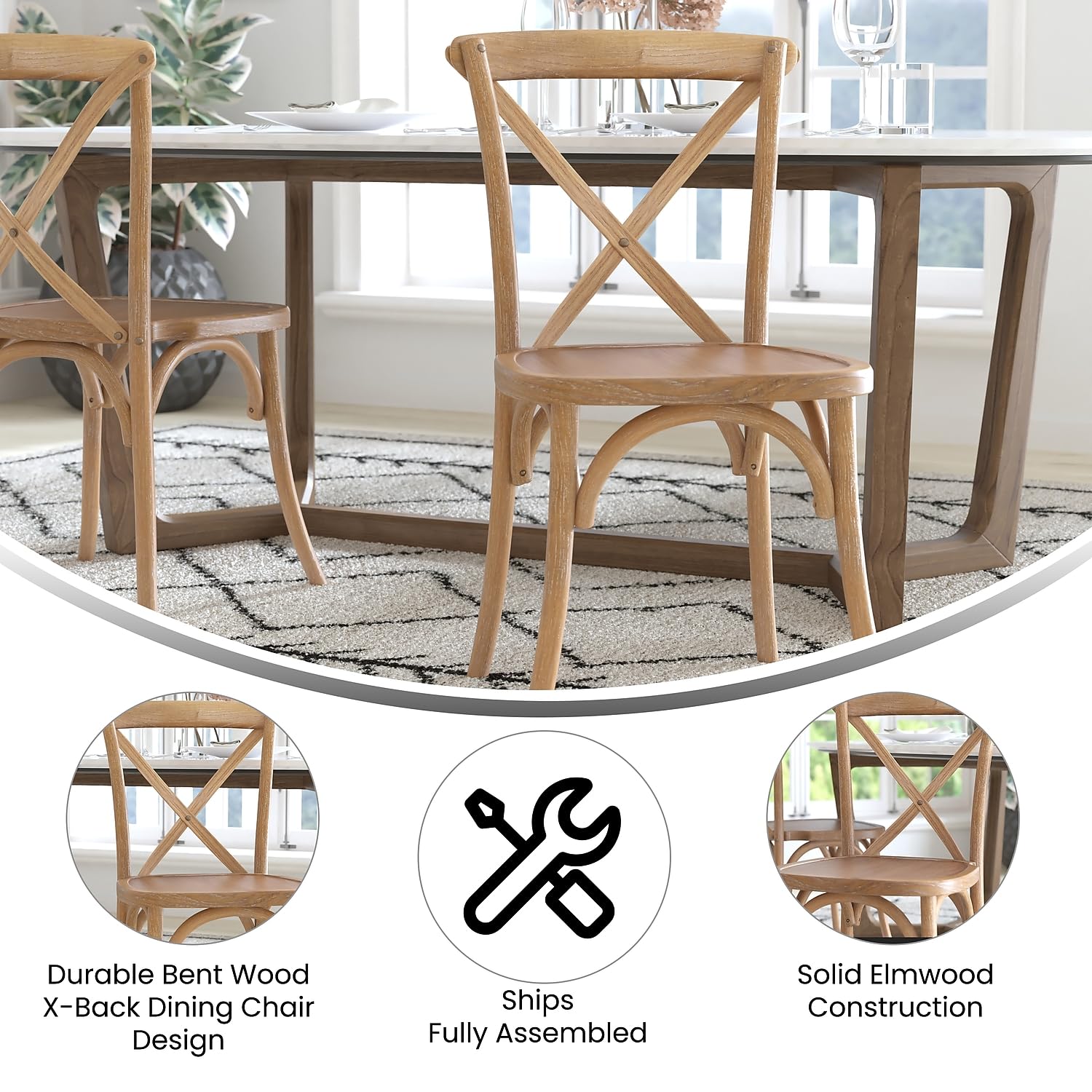 Flash Furniture Advantage Medium With White Grain X-Back Chair - Thumbnail 4