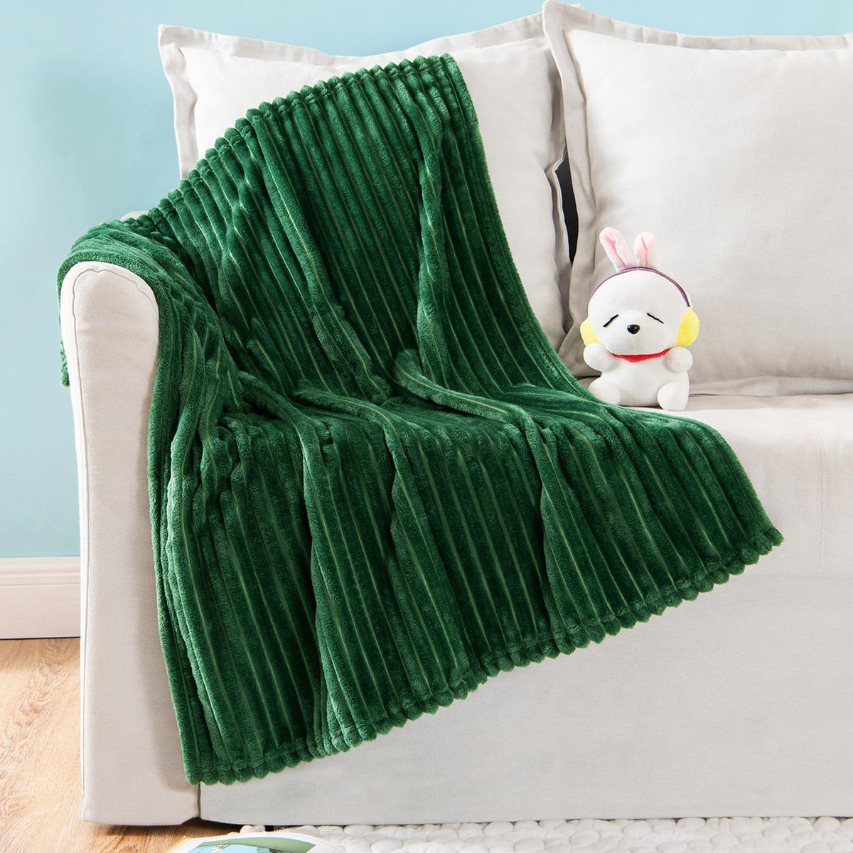 Miulee Christmas Fleece Baby Blanket For Infant, Newborn, Durable Plush Fuzzy Extra Soft Warm Cozy Dark Green Striped Flannel Th