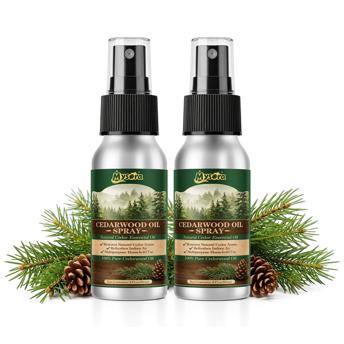 Mysora 2 Pack 2 fl oz Each Natural Cedar Oil Spray for Closet