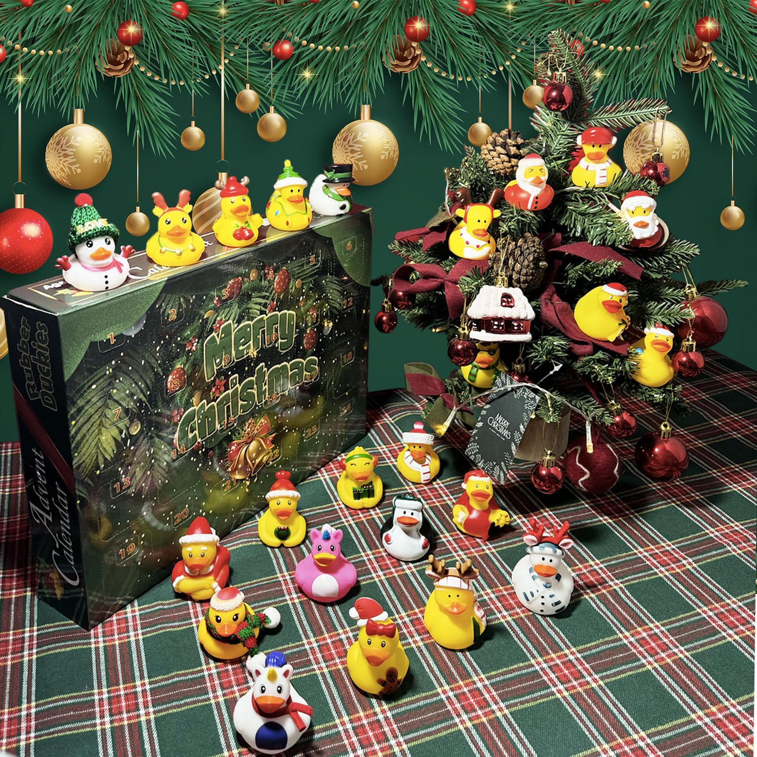 Advent Calendar 2024, Rubber Duckies 24 Days Surprises Gift For Kids Toddlers Boys Girls, Christmas Holiday Countdown Gift For 3