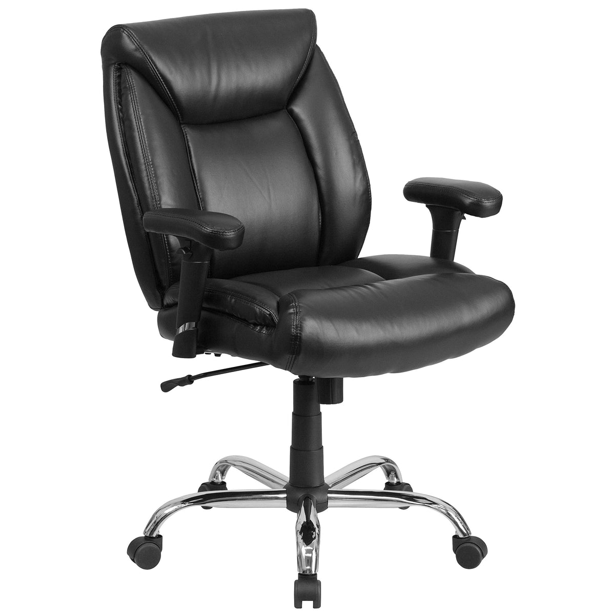 Flash Furniture HERCULES Series Big & Tall 400 lb. Rated Black LeatherSoft Deep Tufted Ergonomic Task Office Chair with Adjustable Arms