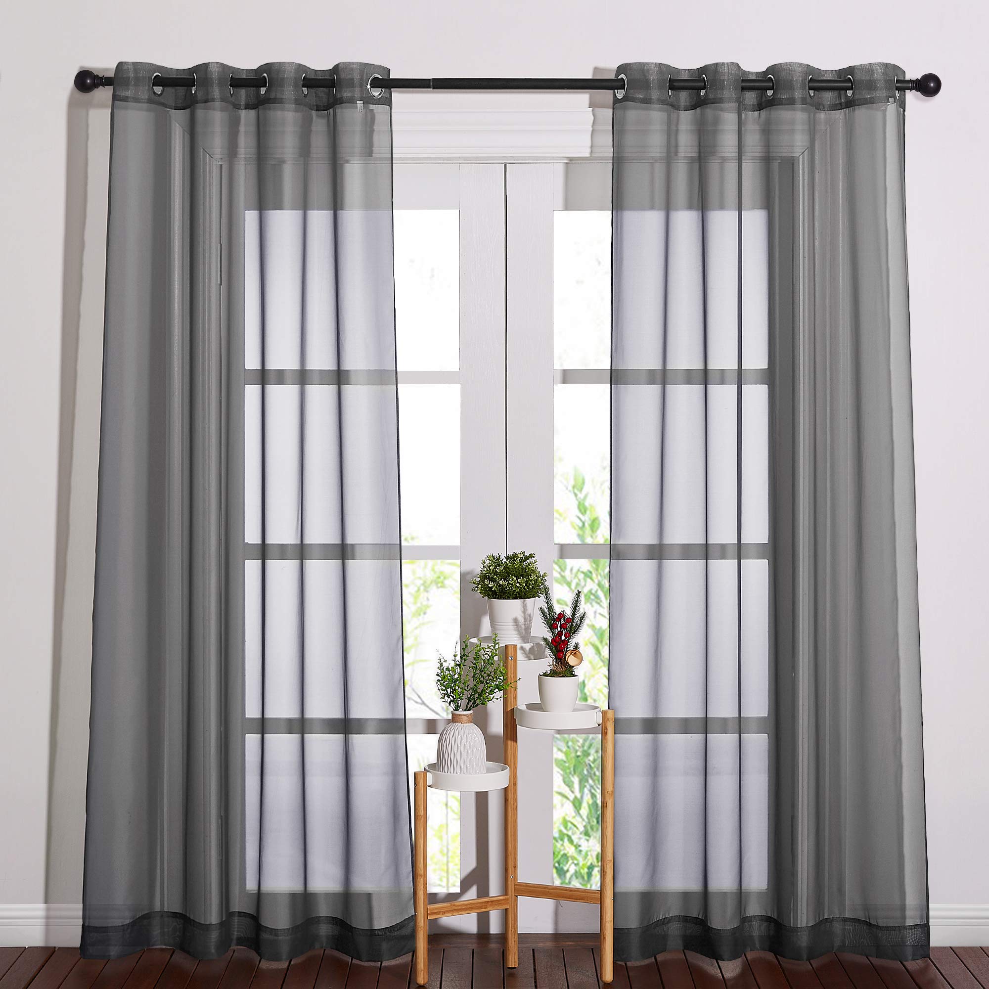 Nicetown Sheer Curtains 84 Inches - Long Grommet Elegant Light Filter Sheer Voile Drapes Panels Room Decor For Bathroom/Living R