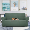 Znsayotx Super Stretch Couch Cover Love Seat Sofa Covers For Living Room Dogs Pet Friendly Furniture Protector Spandex Loveseat Slipcovers With Anti Slip Foam Sticks (Pea Green, Loveseat)