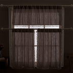 Roomtalks Rustic Farmhouse Kitchen Valances For Windows In Tan, 18’’L X 52’’W Boho Embroidered Striped Vintage Chic French Country Cottage Textured Tassel Curtain Valances For Bathroom Living Room