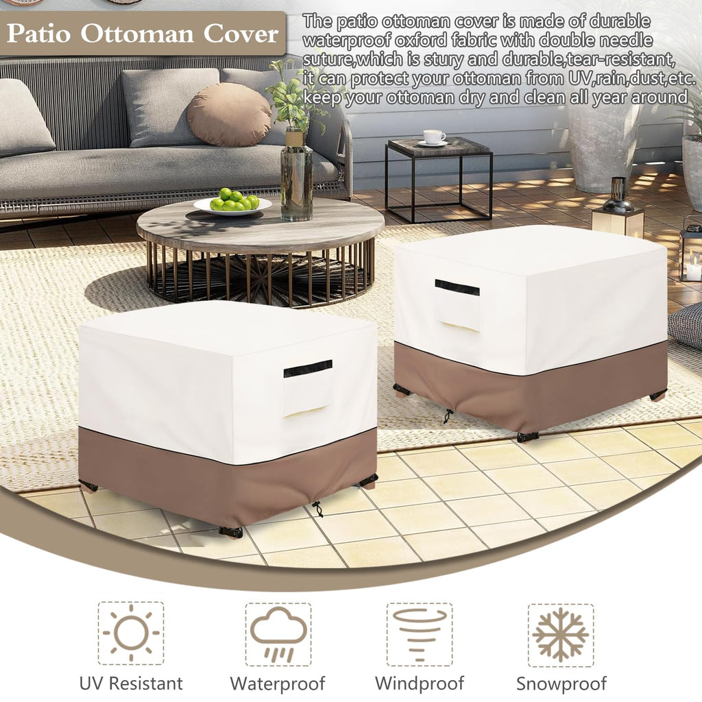 Solotoo Patio Ottoman Cover Waterproof Square Outdoor Ottoman Cover,32W X 32D X 18H Inches Patio Furniture Covering Protector Ou