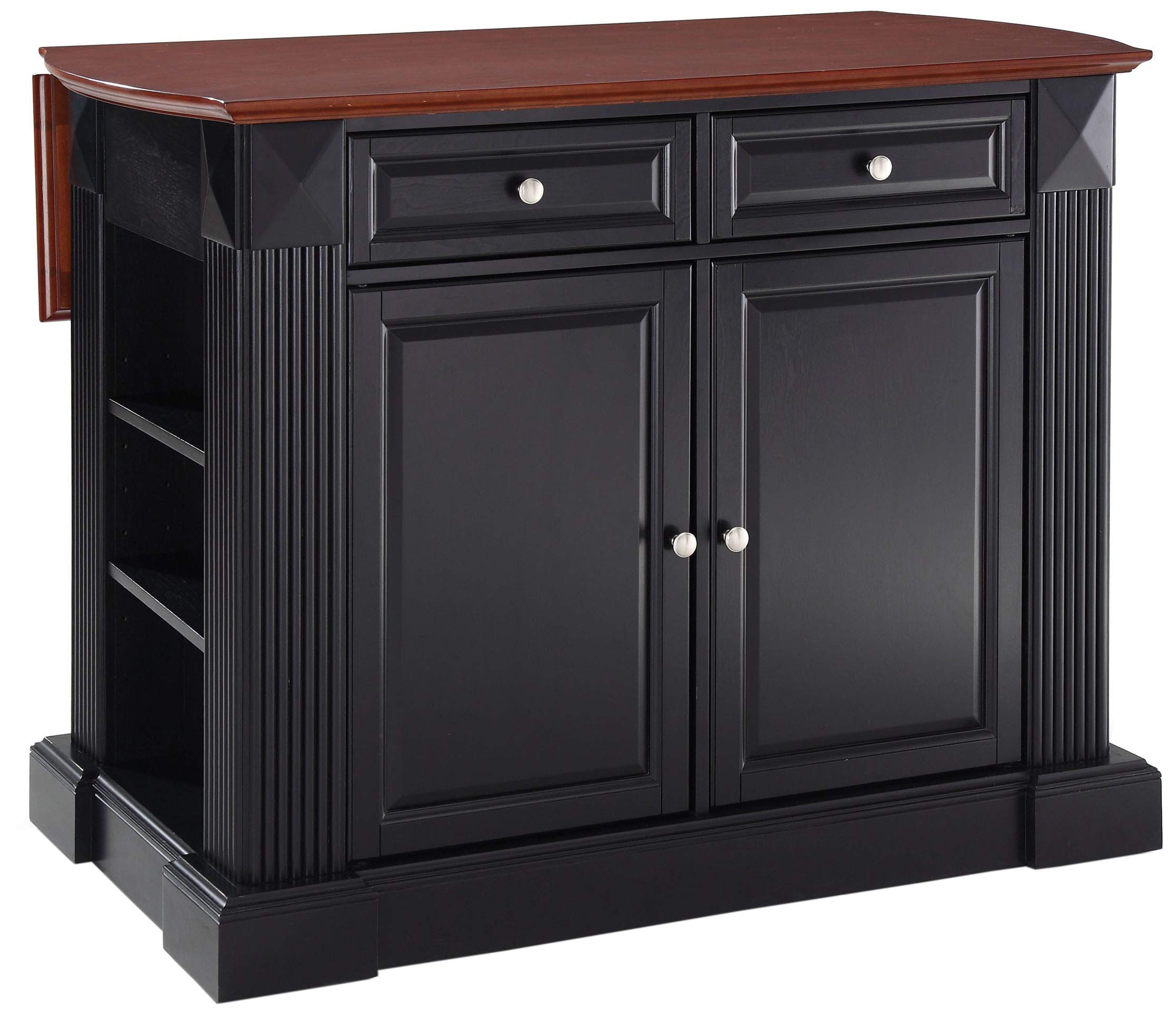 Crosley Furniture Drop Leaf Kitchen Island/Breakfast Bar, Black
