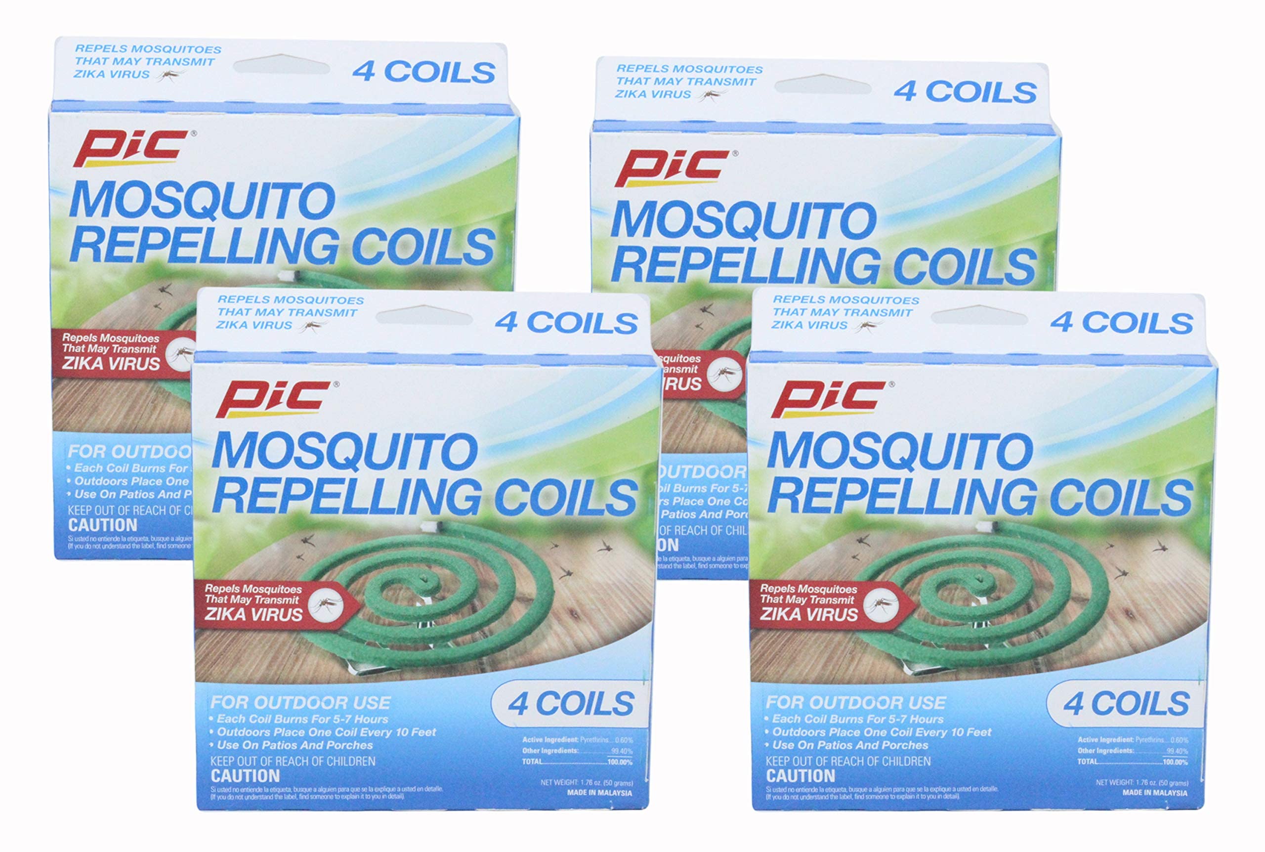 Pic Mosquito Repelling Coils, 4 Count Box, 4 Pack - Mosquito Repellent For Outdoor Spaces (16 Coils Total)