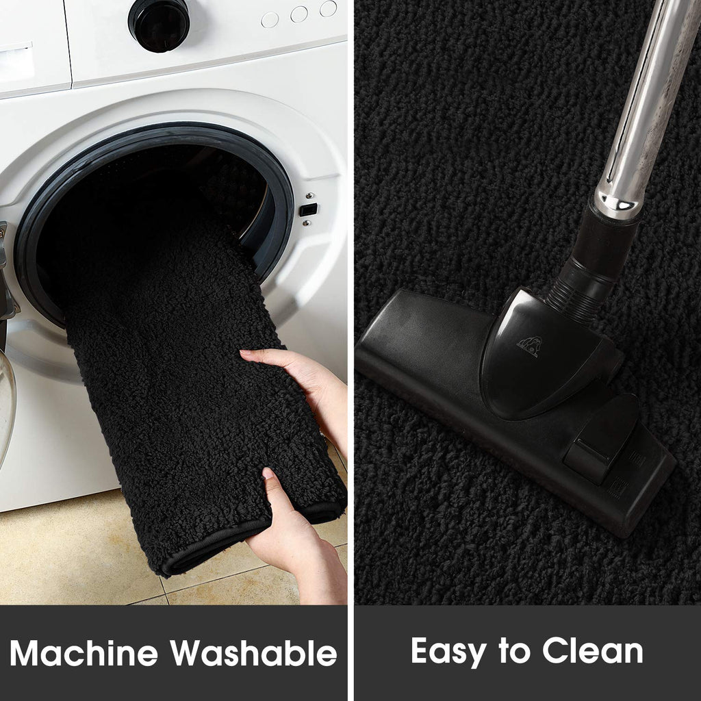 Homeideas Door Mats Indoor, 17'X29' Super Absorbent Non Slip Rugs For Entryway, Front Back Welcome Doormat Dirt Trapper (Black