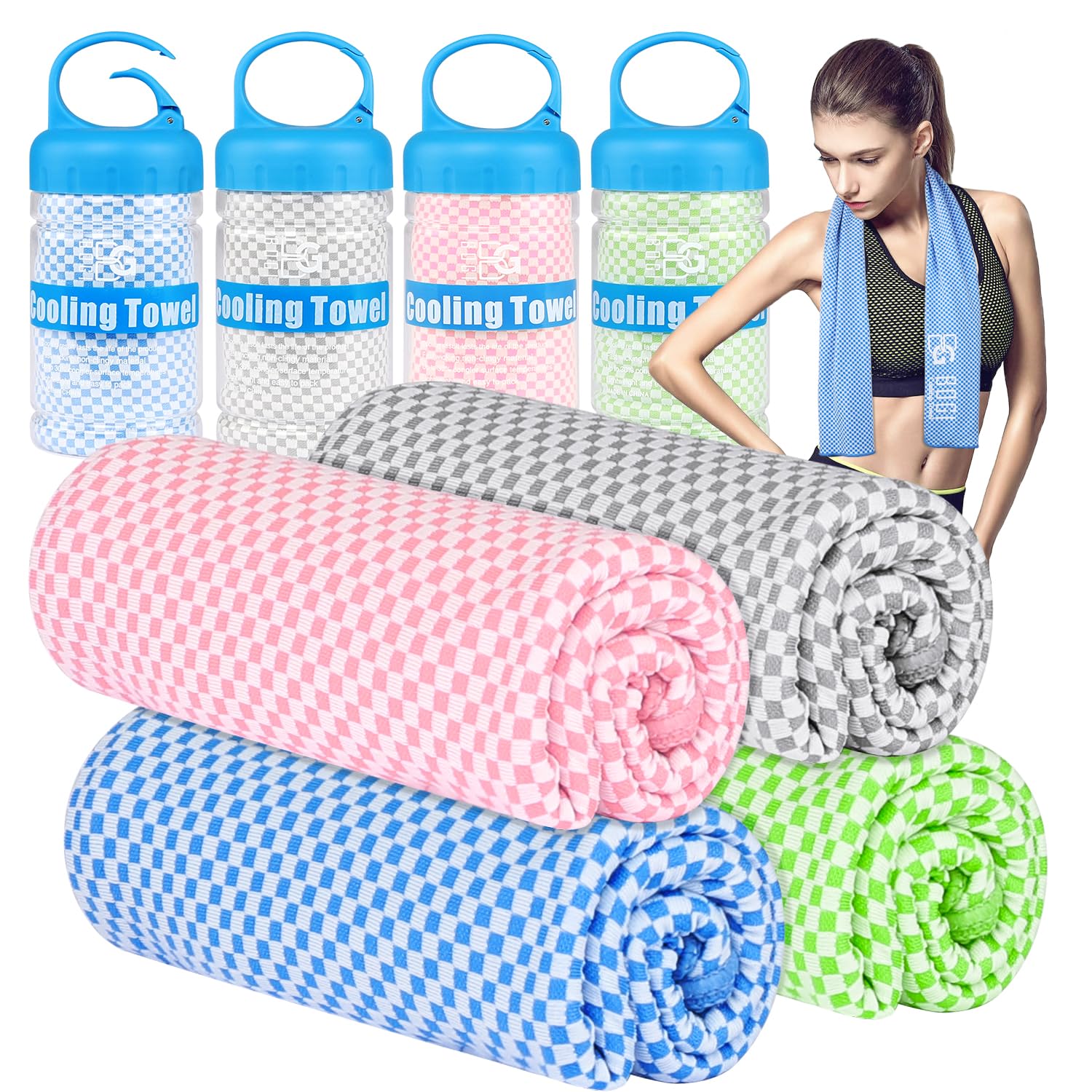 BOGI 4 Pack Cooling Towel, Cooling Towels for Neck and Face-40x12- Ice Towel for Instant Cooling, Soft Breathable Chilly Towel, 