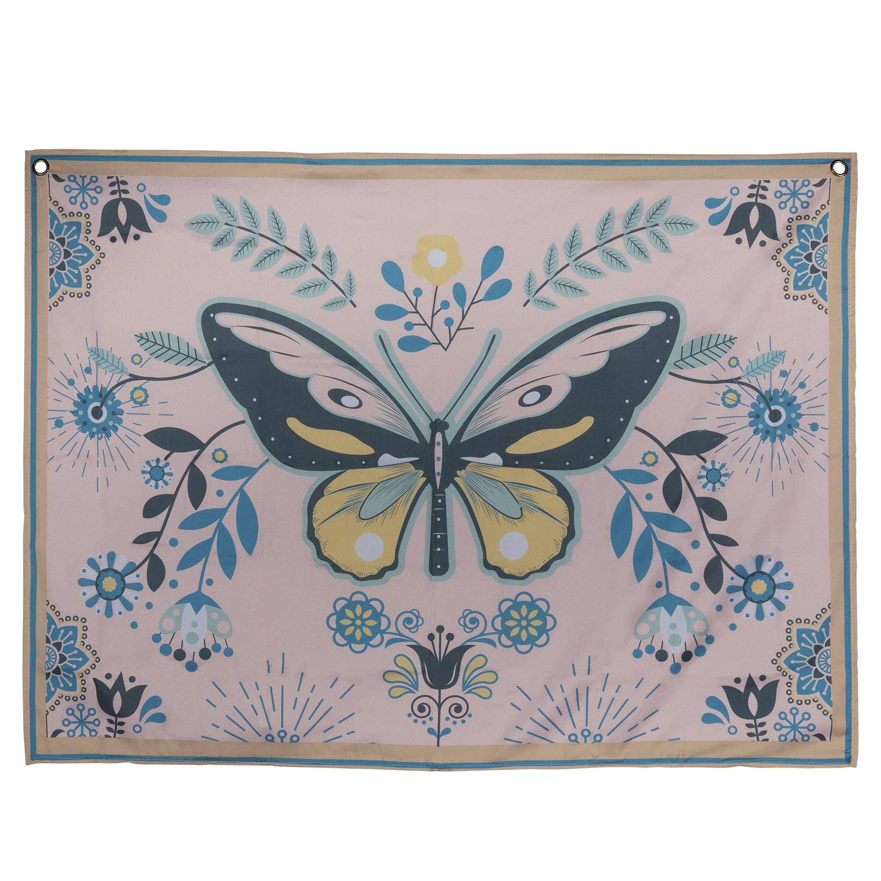 HomeRoots 100% Polyester Multi Color Butterfly Tapestry Wall Decor