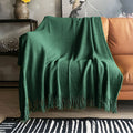 Lomao Knitted Throw Blanket With Tassels Bubble Textured Lightweight Throws For Couch Cover Home Decor (Green, 60X80)