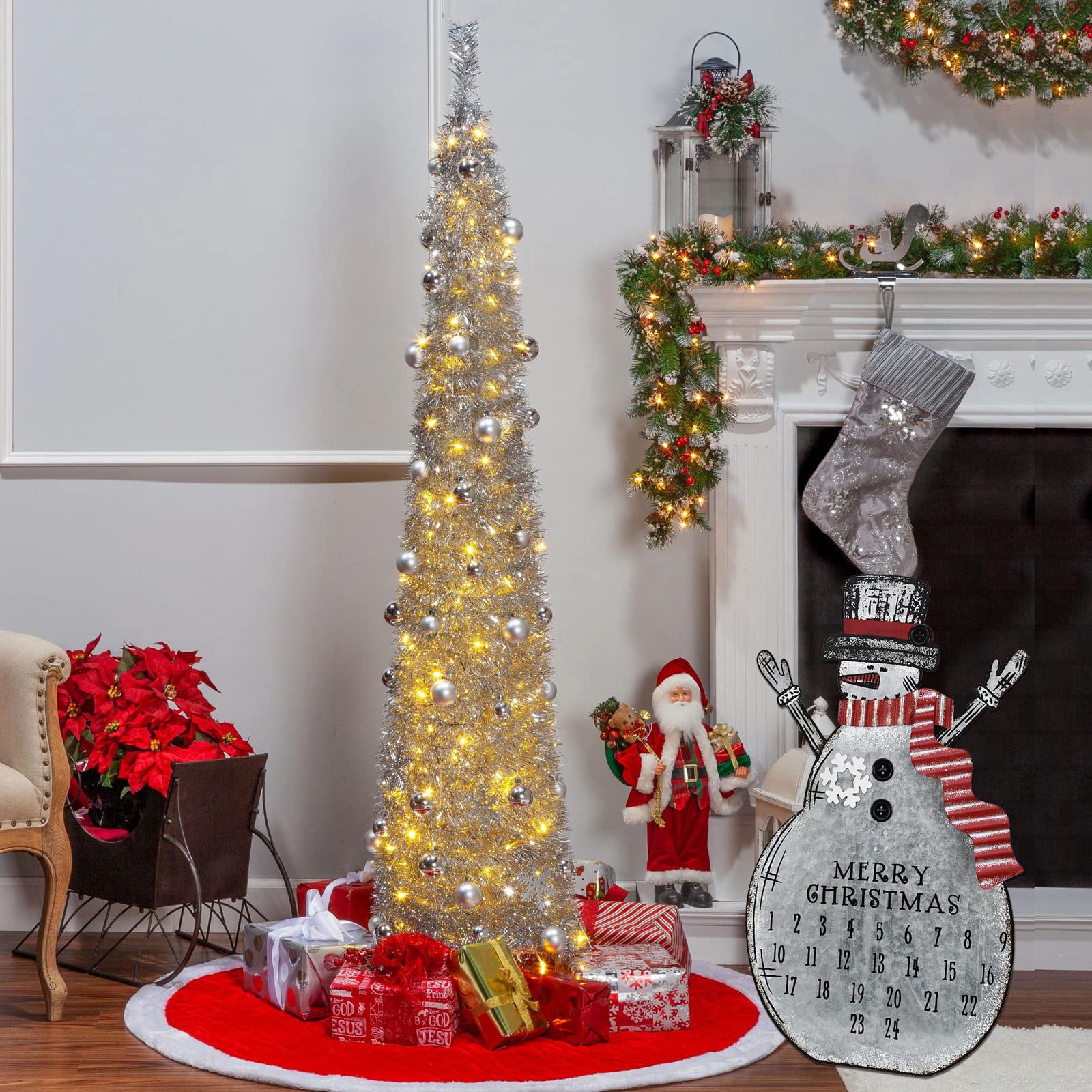 Metal Snowman Christmas Countdown Advent Calendar, Rustic Snowman Snowflake 24 Days Countdown To Christmas Snowman Table Top Wal
