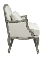 Acme Furniture Upholstered Loveseat with Nailhead Trim, Cream and Brown