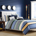 Nautica  Twin Comforter Set, Reversible Bedding with Matching Sham, Stripe Room Decor, College Dorm Room Essentials (Dover Blue