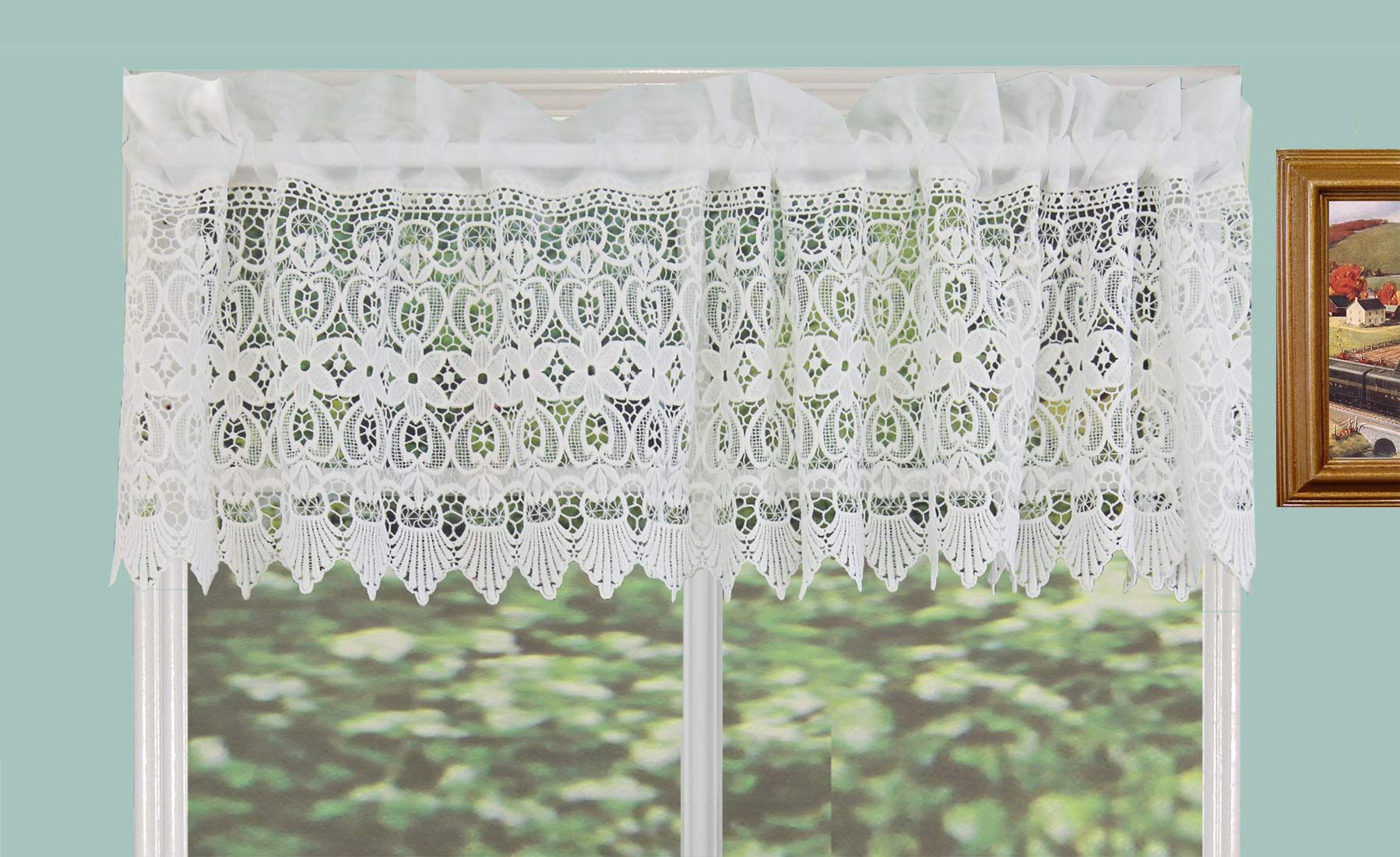 Creative Linens Knitted Lace Kitchen Curtain Valance Ivory 1PC
