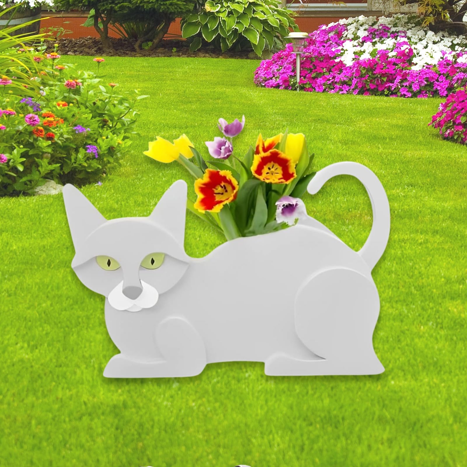 Strolfay White Cat Planter Plant Pots,Cute Cat Flower Planter,Gifts For Pet Lovers,Unique Animal Plant Pots,Office,Indoor Outdoo