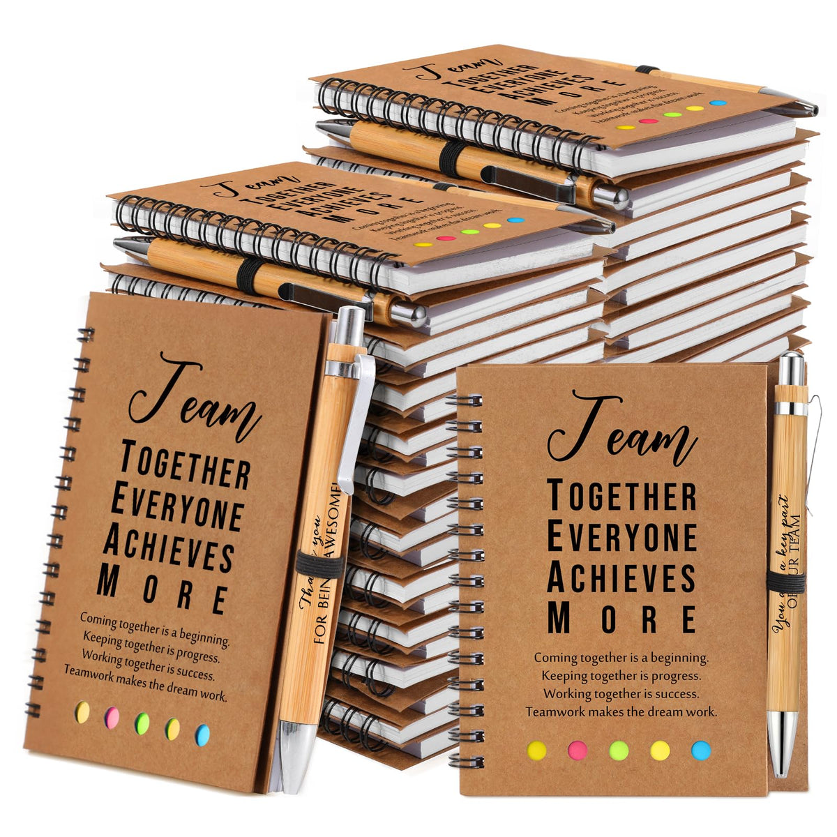 Jetec 25 Sets Team Appreciation Gifts Bulk For Employees Inspirational Team Spiral Notebooks With Notes And Ballpoint Pens Team