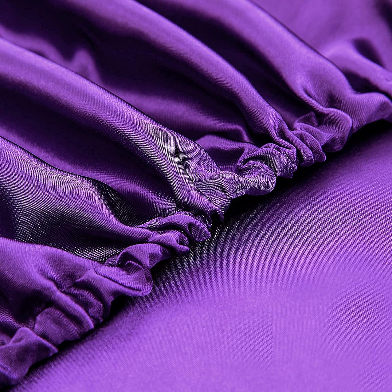 Homiest Purple Satin Fitted Sheet Queen Size Fitted Bed Sheet, Deep Pocket Fitted Sheet Only, Luxury & Ultra Soft Bedding Fitted Sheet Single Bottom Bed Sheets Sold Separately