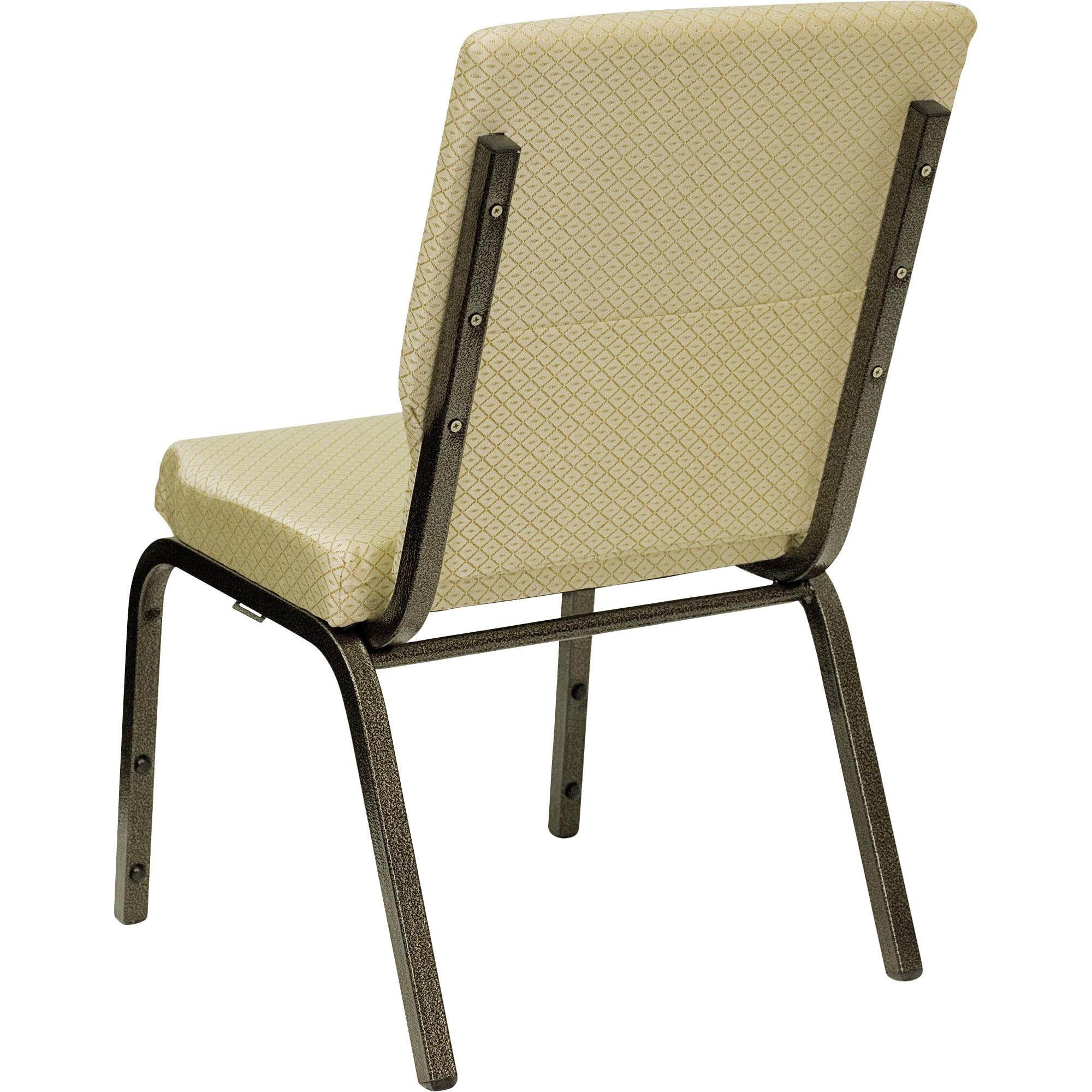 Flash Furniture HERCULES Series 18.5''W Stacking Church Chair in Beige Patterned Fabric - Gold Vein Frame