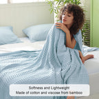 Phf Cooling Waffle Blanket King Size, Lightweight 60% Rayon Derived From Bamboo & 40% Cotton Breathable Blanket For Hot Sleepers, Soft And Luxury For Bed Couch And Sofa,104'X90',Sky Blue