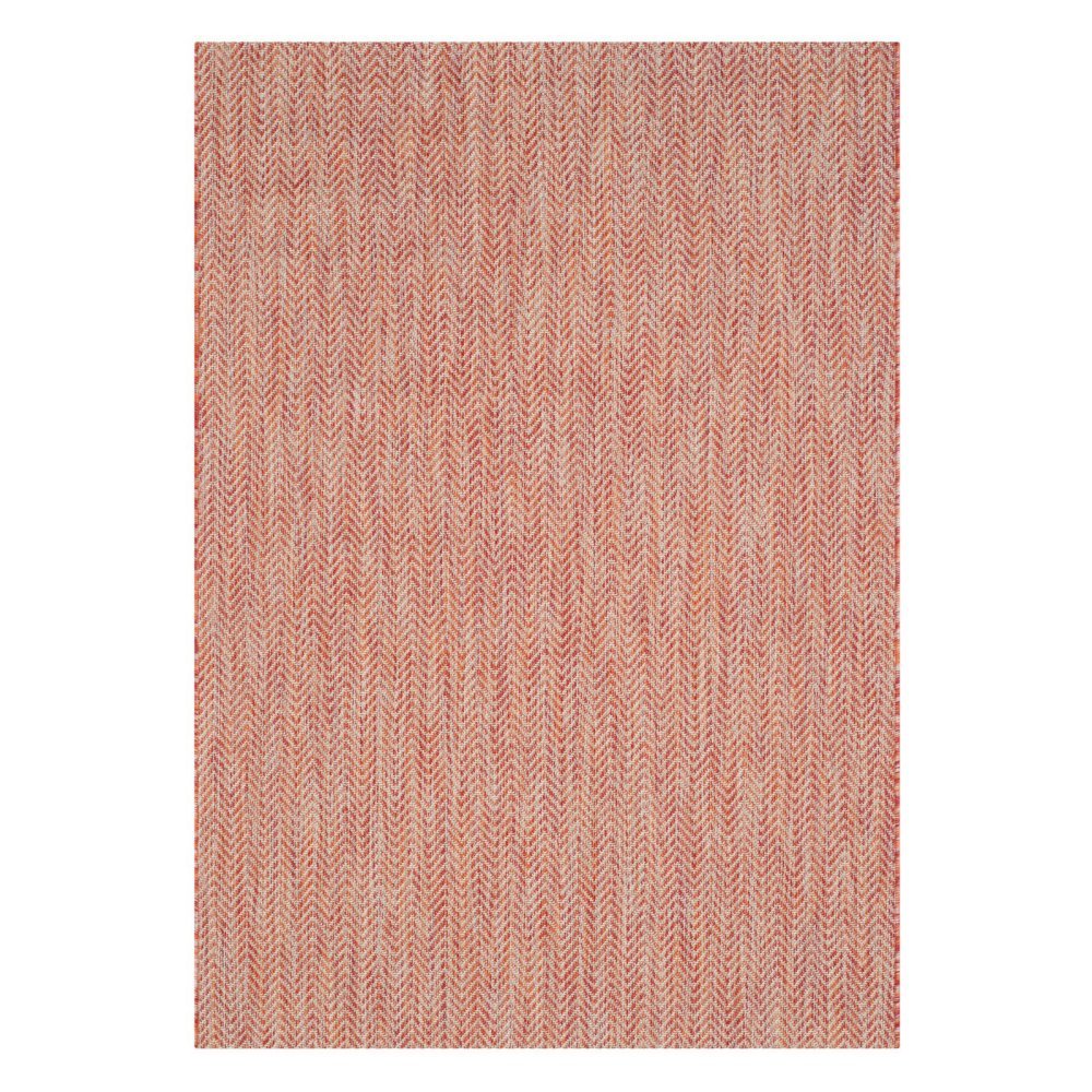 SAFAVIEH Courtyard Collection Area Rug - 6'7'' Square, Red & Beige, Non-Shedding & Easy Care, Indoor/Outdoor & Washable-Ideal fo
