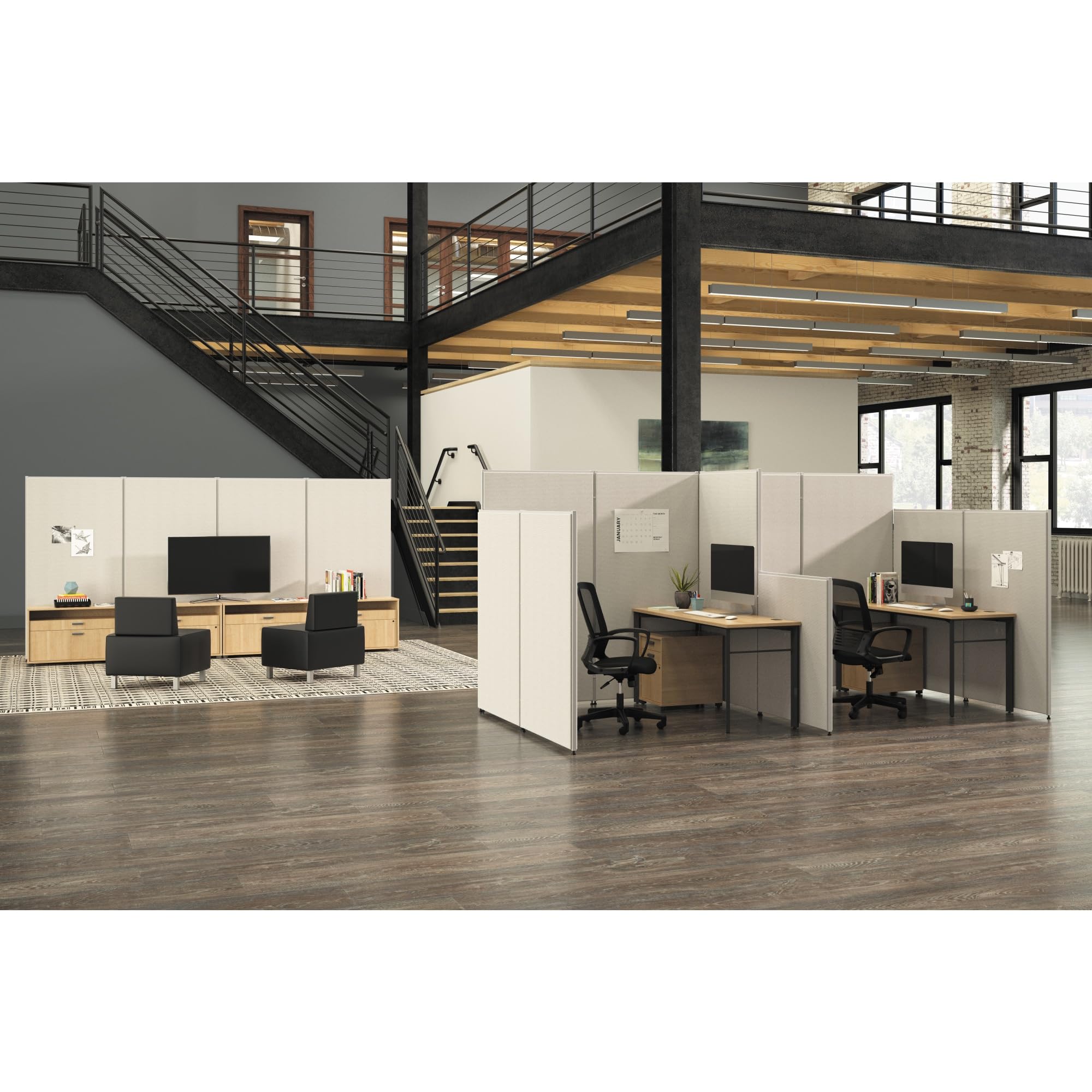 HON Verse Panel , 42&quot;H x 36&quot;W , Light Gray Finish , Gray Fabric