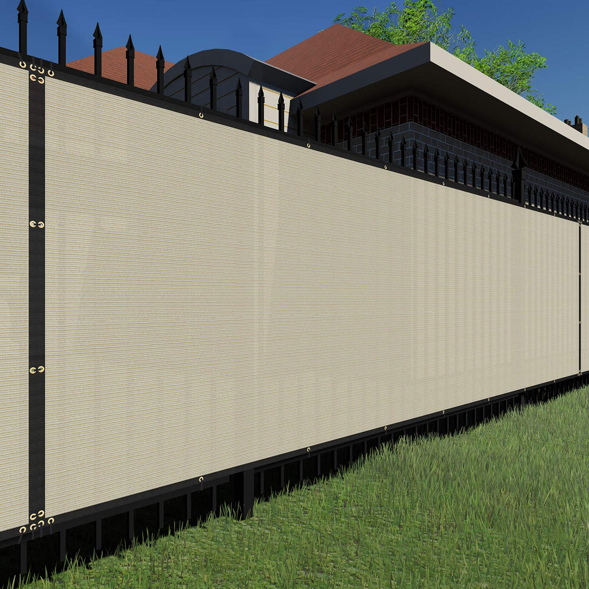 Tang Sunshades Depot Privacy Fence Screen Beige 5' X 15' Heavy Duty Commercial Windscreen Residential Fence Netting Fence Cover