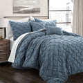 Lush Decor Ravello Pintuck Comforter Set - Luxe 5 Piece Textured Bedding Set - Traditional Glam & Farmhouse Inspired Bedroom Dec