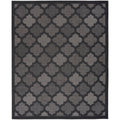 Nourison Easy Care Moroccan Charcoal/Black 9' X 12' Area Rug, Trellis, Easy Cleaning, Non Shedding, Bed Room, Living Room, Dinin