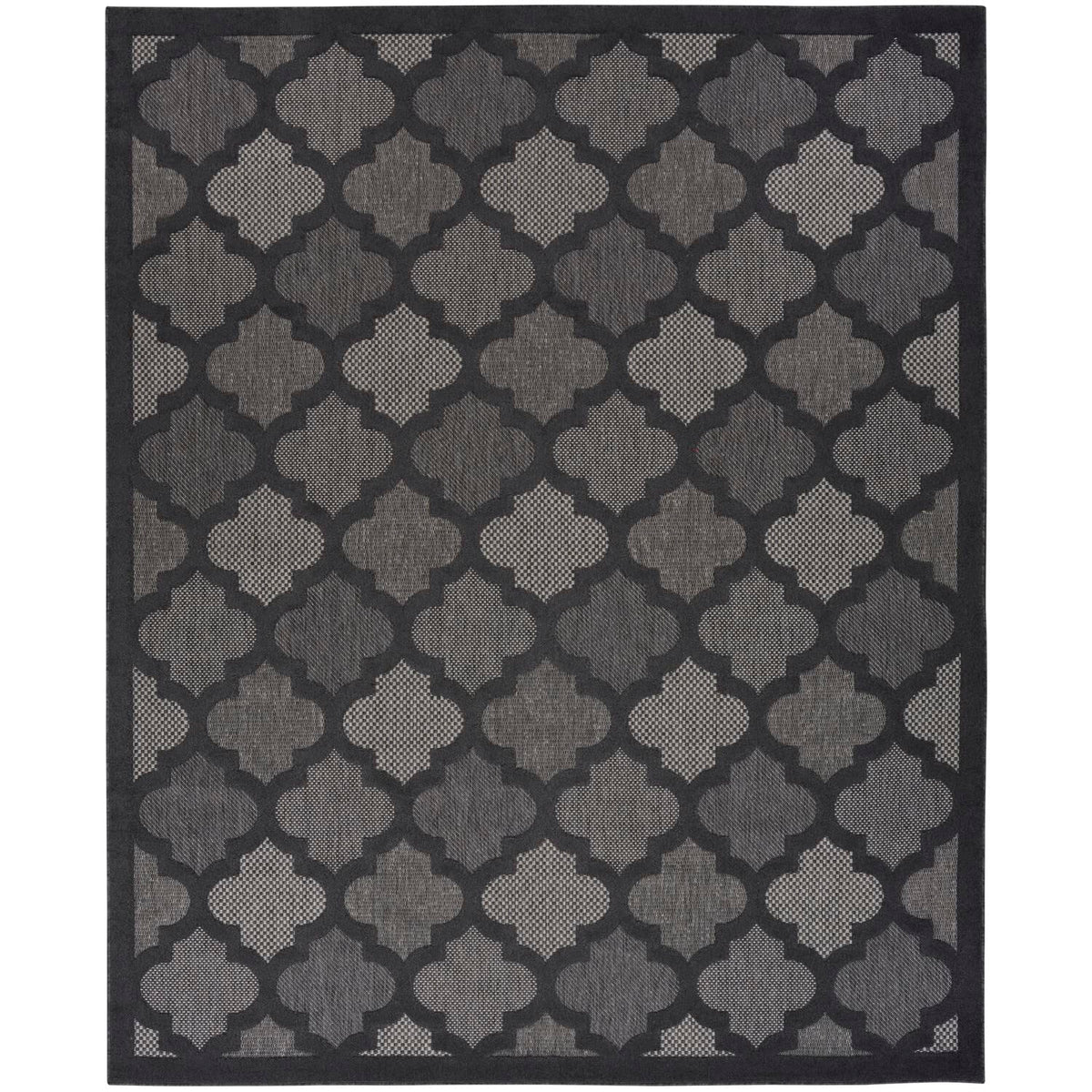 Nourison Easy Care Moroccan Charcoal/Black 9' X 12' Area Rug, Trellis, Easy Cleaning, Non Shedding, Bed Room, Living Room, Dinin