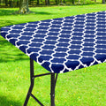 Smiry Rectangle Picnic Table Cover, Waterproof Elastic Fitted Camping Table Covers For 6 Foot Tables, Wipeable Flannel Backed Vinyl Tablecloth Protector For Indoor, Outdoor (Navy, 30X72 Inches)