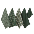DII Assorted Woven Kitchen Set, Dishtowel, 18x28, Dishcloth, 13x13, Dark Green, 5 Piece