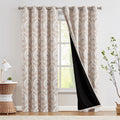 Jinchan 100% Blackout Curtains 84 Inches Long Brown Damask Medallion Window Curtains For Bedroom Grommet Thermal Insulated Drapes For Living Room Vintage Luxury Window Treatments Set 2 Panels