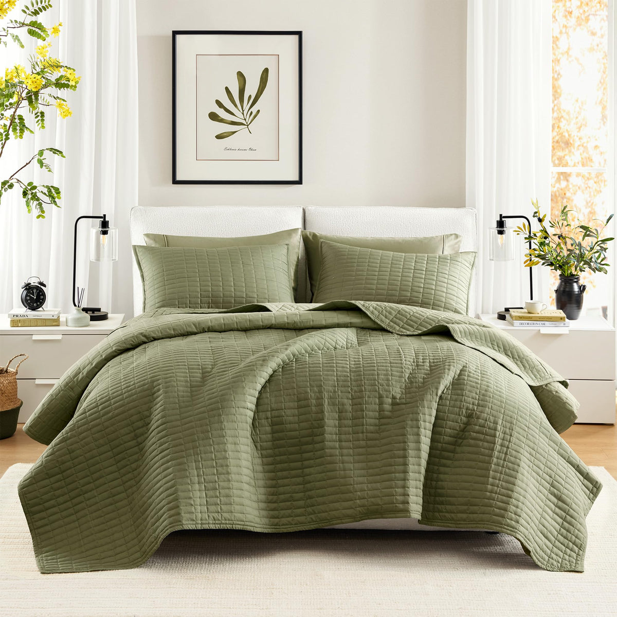 Comfort Spaces King Quilt Set Modern Reversible Plaid Coverlet King Bedding Set Cozy Quilted Winter Layer, All Season Lightweigh