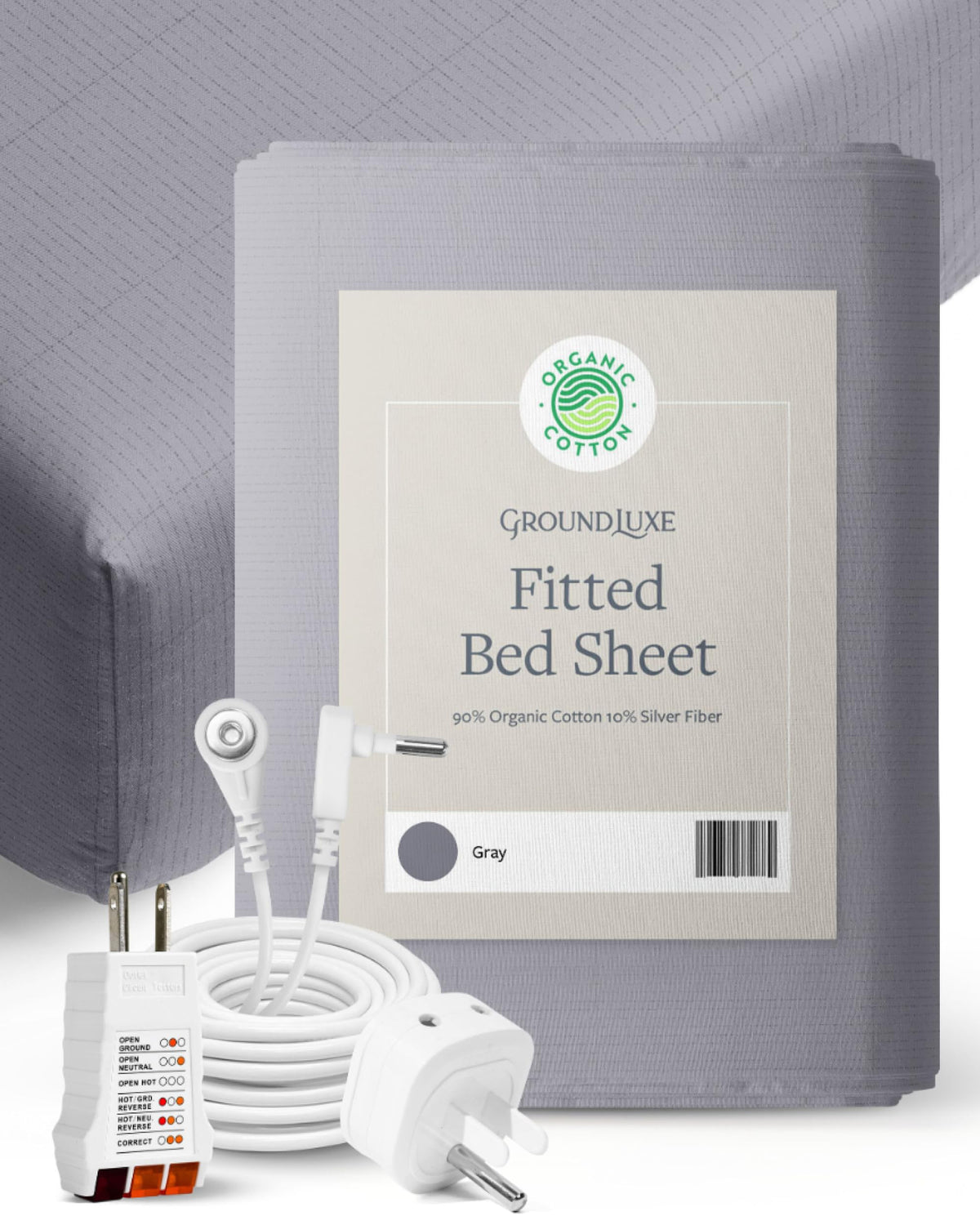 Groundluxe Organic Fitted Grounding Sheet In Gray For A California King Size Bed