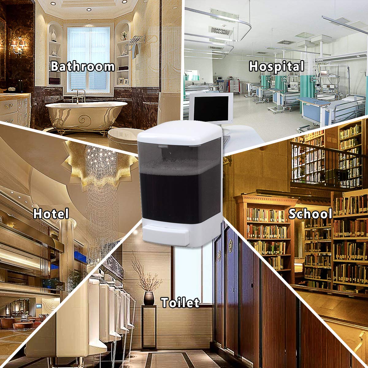 Iealods Manual Soap Dispenser 33.8Oz / 1000Ml Wall Mounted Soap Dispenser Hand Commercial Soap Dispenser For Bathroom Kitchen Ho