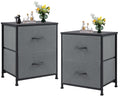 Sweetcrispy Nightstand Set of 2 with 2 Storage Drawers, 20 Height Small Bed Side Furniture End Table, Wooden Top Fabric Cabinet 