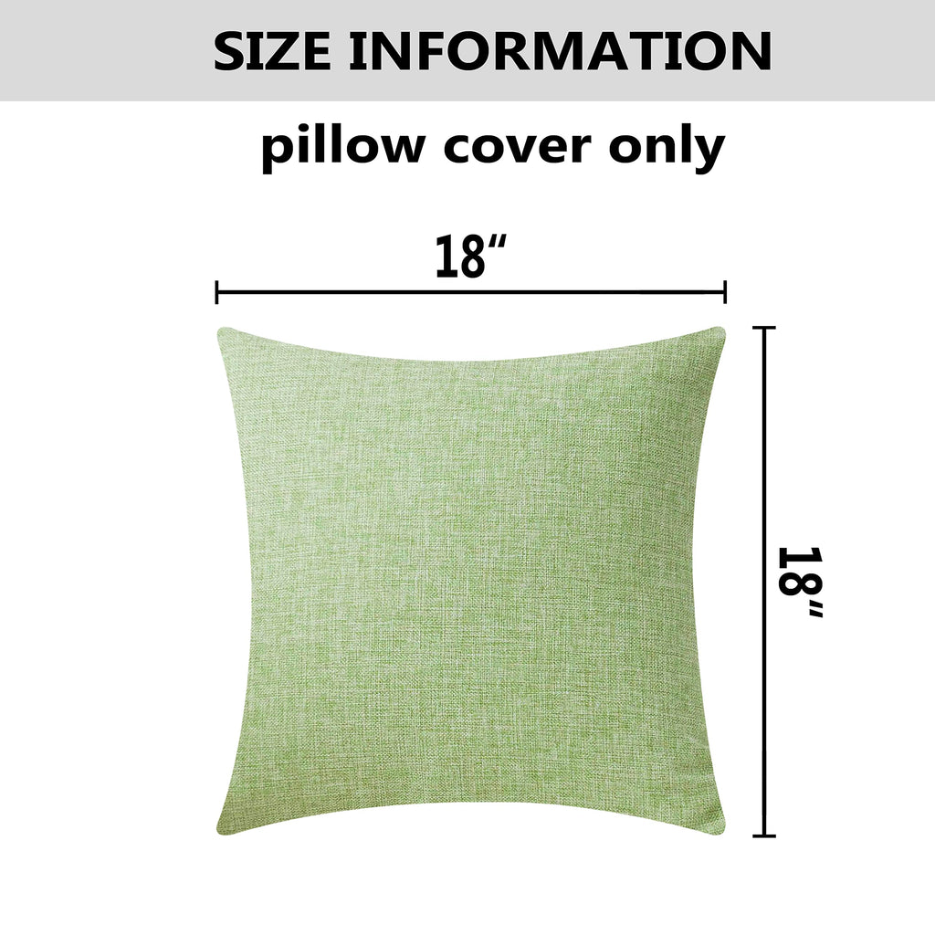 Home Brilliant Sage Green Pillow Cover 18X18 Burlap Linen Throw Pillows For Couch Sofa Bed Fall Decor, 18 X 18 Inch (45Cm), Gras
