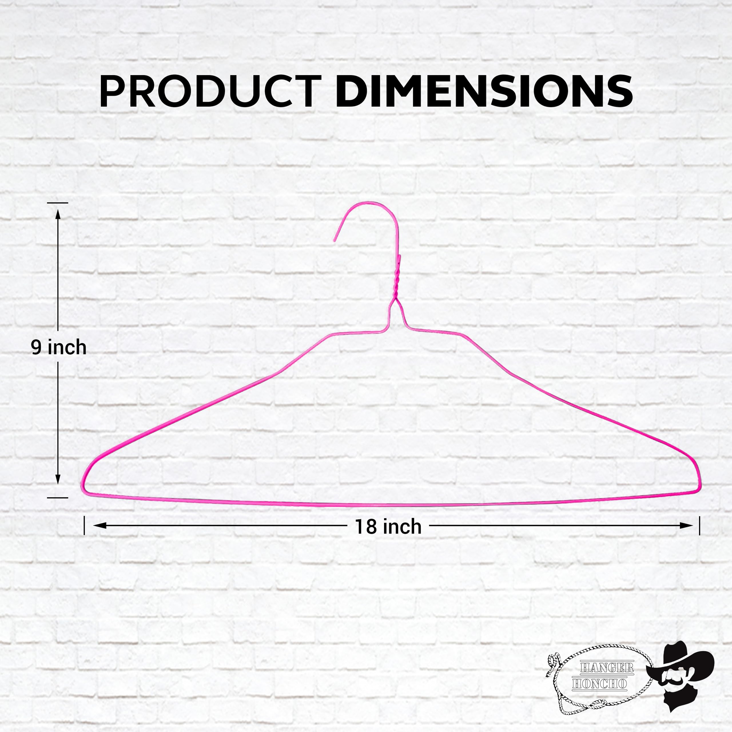 50 Wire Hangers - Pink Metal Hangers In Bulk - 18 Inch Thin, Lightweight, Bendable, Standard Dry Cleaner Coated Steel Hangers