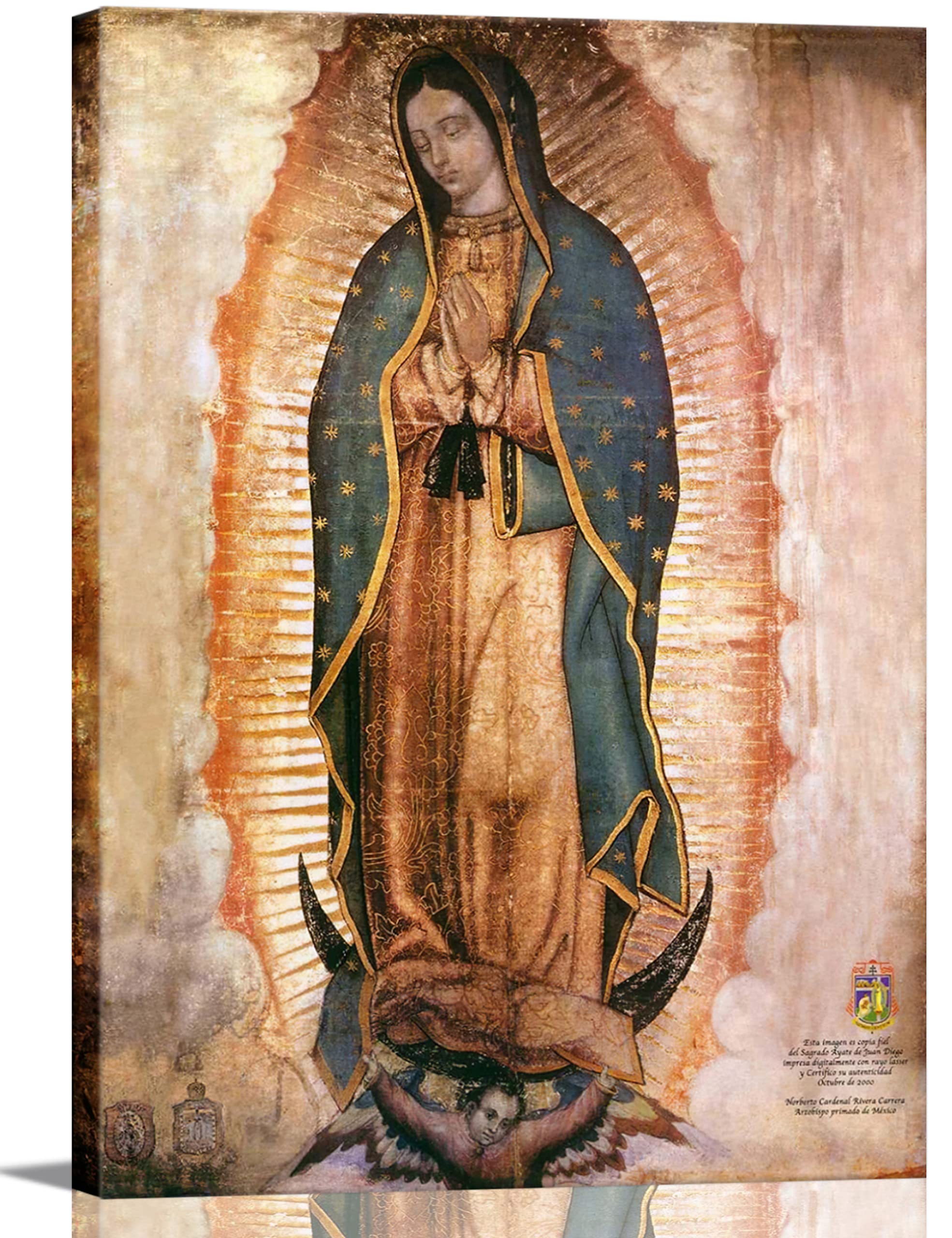Mexico Our Lady of Guadalupe Portrait Canvas Wall Art Decor Religious Catholic Poster Prints Picture for Altar Living Room Bedro