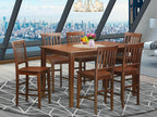 East West Furniture DUVN7H-MAH-W 7 Piece Kitchen Counter Height Dining Table Set Consist of a Rectangle Dining Room Table and 6 Wooden Seat Chairs, 36x60 Inch, Mahogany