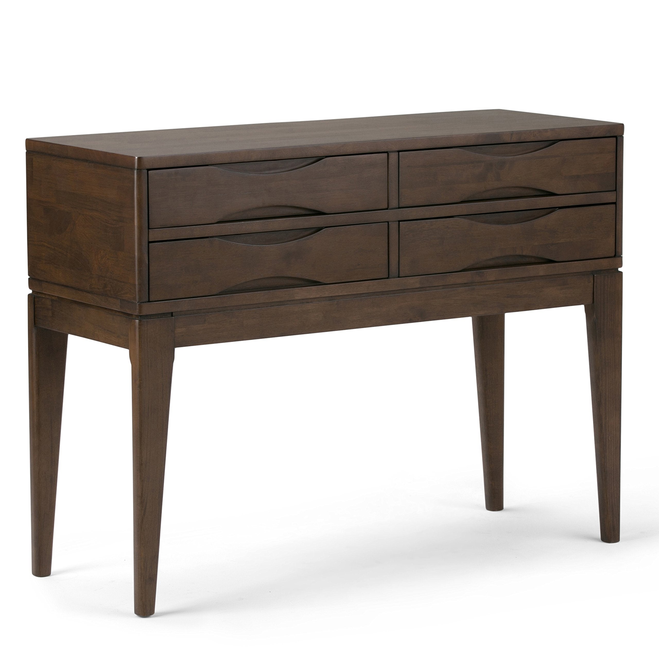 SIMPLIHOME Harper Console Table - 40 Inch Wide Solid Hardwood Sofa Table in Walnut Brown, Mid-Century Modern Storage Table for E