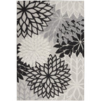 Nourison Aloha Indoor/Outdoor Black White 3'6' X 5'6' Area Rug, Tropical, Botanical, Easy Cleaning, Non Shedding, Bed Room, Li