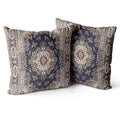 Snycler Boho Throw Pillow Covers 18X18 Inch Set Of 2 Black Medallion Border Area Rug Double Sided Pattern Cotton Soft Pillow Cas
