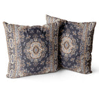 Snycler Boho Throw Pillow Covers 18X18 Inch Set Of 2 Black Medallion Border Area Rug Double Sided Pattern Cotton Soft Pillow Cas